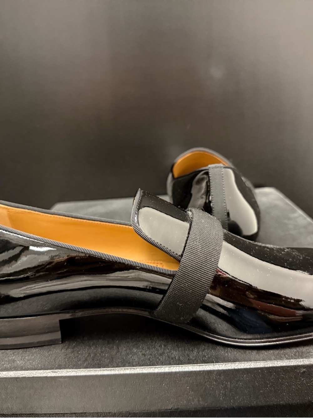Christian Louboutin Black Patent Leather Slip-On Loafers with Grosgrain Strap - Picture 4 of 11